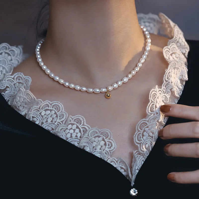 Round Natural Freshwater Pearl 14k Gold Filled Necklace