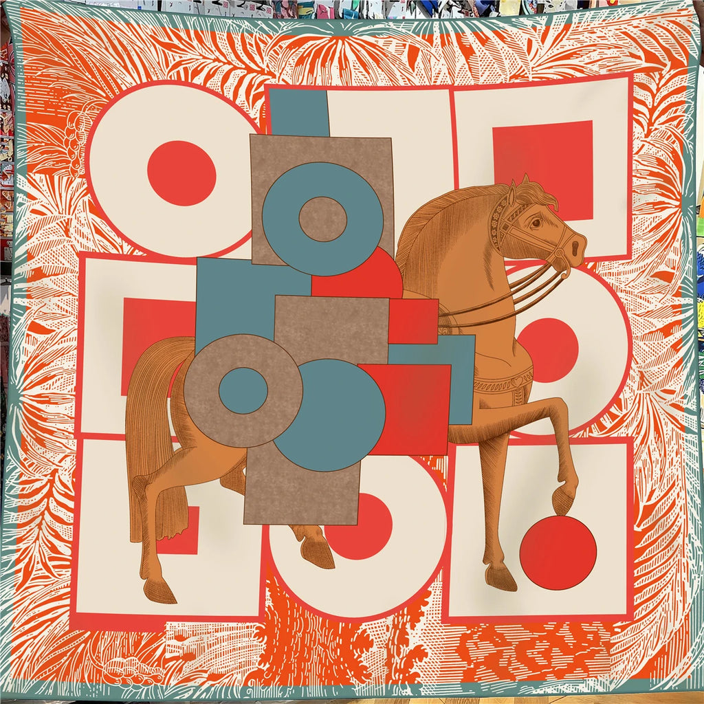 Horse Square Scarf Shawl Luxury Pashmina