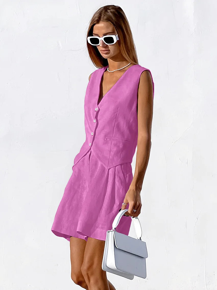 Short Summer Linen Set