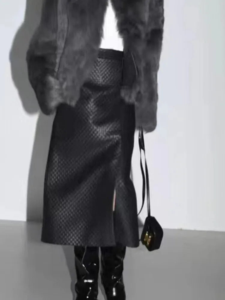 Hand Woven Long Leather Skirt