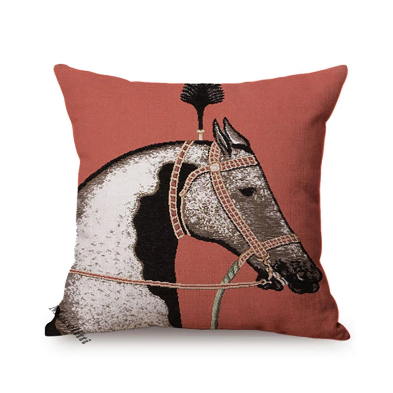 British Royal Family Horse Print Cover Vintage Luxury Home