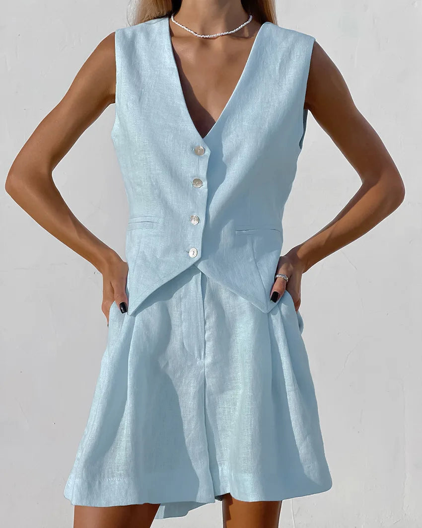 Short Summer Linen Set