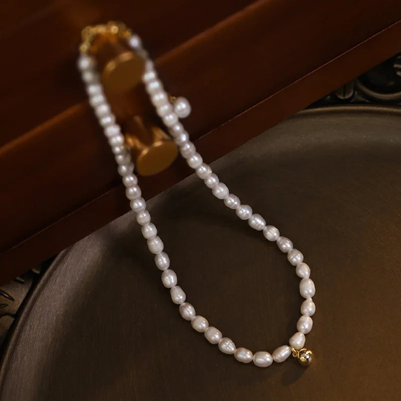 Round Natural Freshwater Pearl 14k Gold Filled Necklace