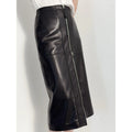 Zipper Split Lambskin Skirt