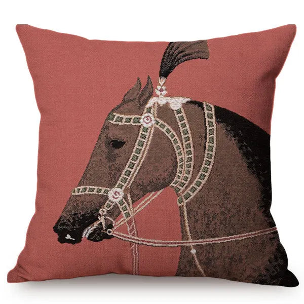 British Royal Family Horse Print Cover Vintage Luxury Home