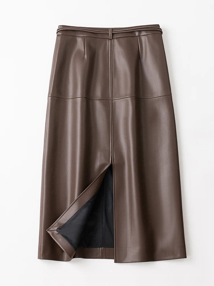 Sheepskin High Waist A Line Skirt