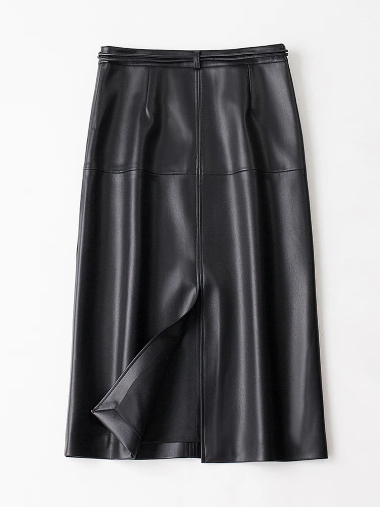 Sheepskin High Waist A Line Skirt
