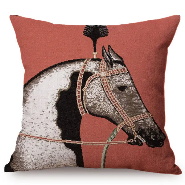 British Royal Family Horse Print Cover Vintage Luxury Home