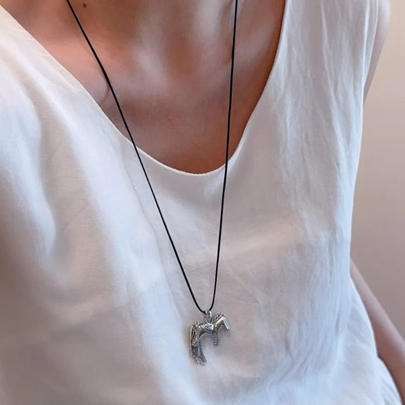 Trojan Horse Tassel Pendant Necklace