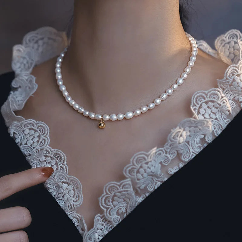 Round Natural Freshwater Pearl 14k Gold Filled Necklace