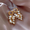 Tassels & Pearls  Stud Earrings - Natural Freshwater Pearl 14K Gold Filled