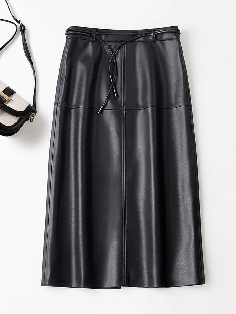 Sheepskin High Waist A Line Skirt